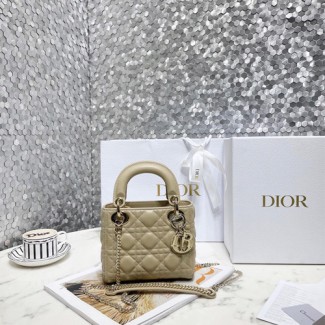 디올  레이디백 미니 M0505 베이지 금장