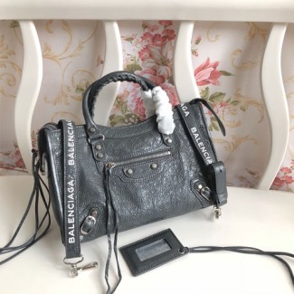 발렌시아가 클래식 미듐 로고 스트랩 시티백 300297 그레이