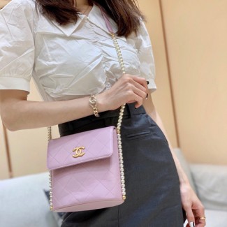 샤넬 카프스킨 퀼팅 스트랩 스몰 호보 백 AS2503 보라