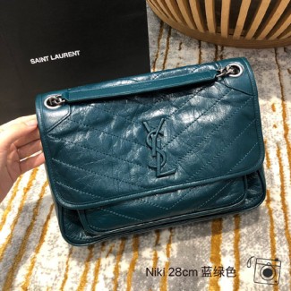 입생로랑 니키 미듐 숄더백 498894 청록색