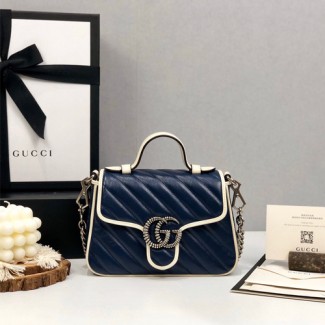 구찌 GG 마몽 미니 탑 핸들 백 547260 네이비