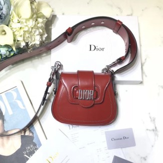디올 송아지 가죽 D-FENCE 미니 새들백 M6500 레드 은장