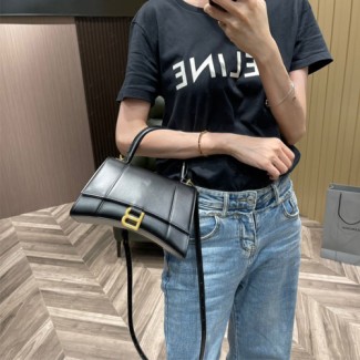 발렌시아가 아워글래스 탑 핸들 백 S 593546 블랙