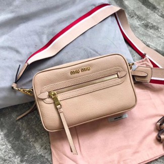 미우미우 가죽 카메라 숄더백 5BH116 베이지