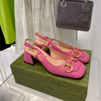 구찌 여성 홀스빗 미드힐 펌프스 643886 핑크