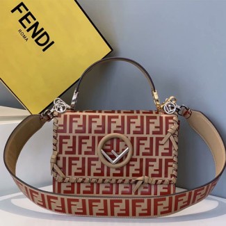 펜디 칸 아이 에프백 8BT285 버건디로고패턴